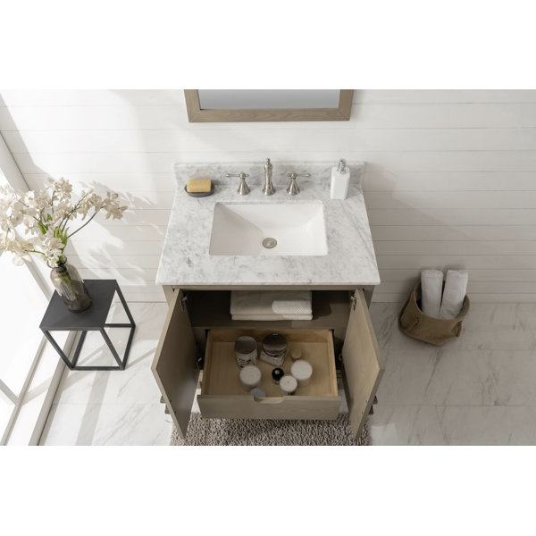 Mistana™ Bustillos 31'' Freestanding Single Bathroom Vanity with Blue Limestone Vanity Top